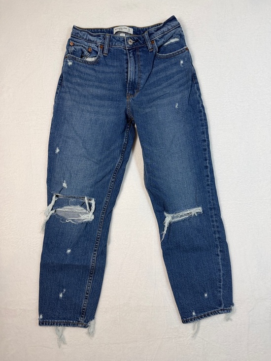 Abercrombie & Fitch Mom High Rise Jeans - Dark Blue Denim Curve Love size 4/27 - Picture 3 of 11